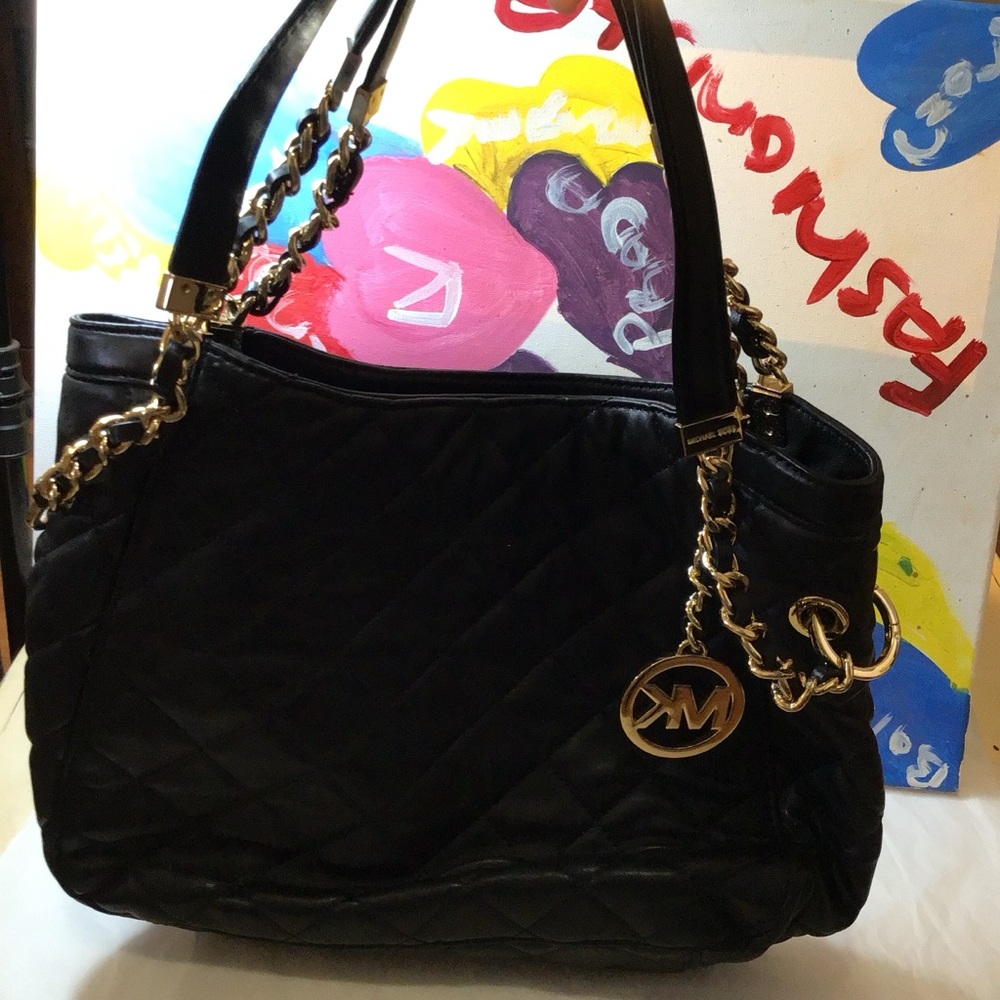 Michael Kors Black Quilted Lambskin Leather Bag